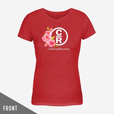 Rose Collection Red Women's V-Neck T-Shirt